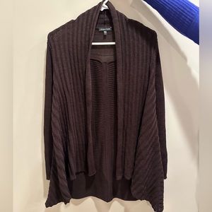Eileen Fisher open front brown cardigan